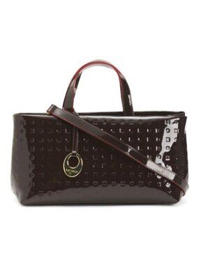 ARCADIA Made In Italy Patent Leather East West Zip Top Satchel
